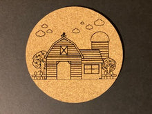 Load image into Gallery viewer, Farmhouse Style Engraved Round Cork Coaster Set - 6pc
