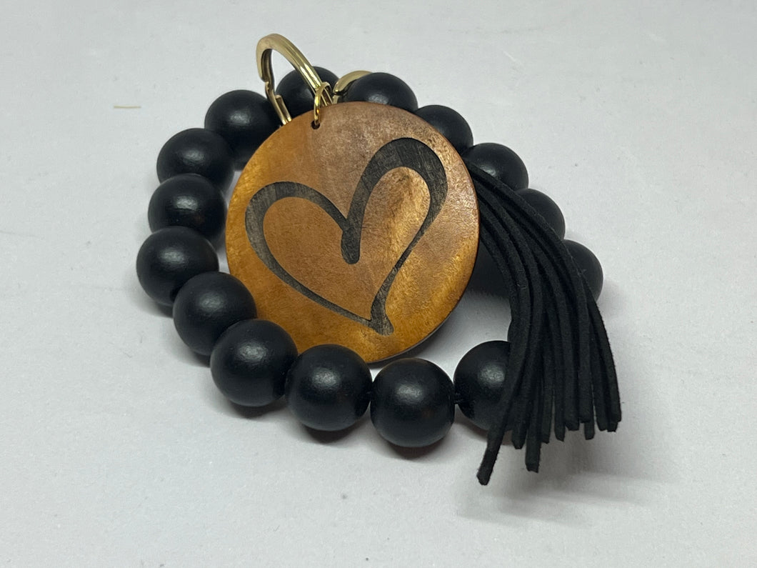Heart Black - Wristlet Keychain